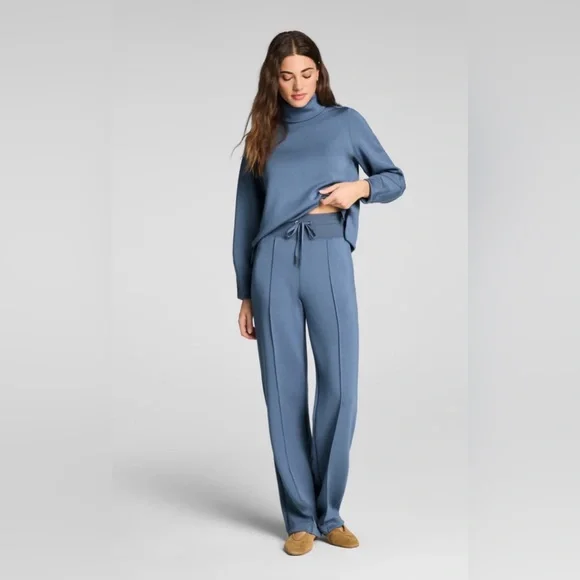 SPANX Women's Airessentials luxe Turtleneck and Straight Leg Pants Set in Rain - Picture 2 of 14